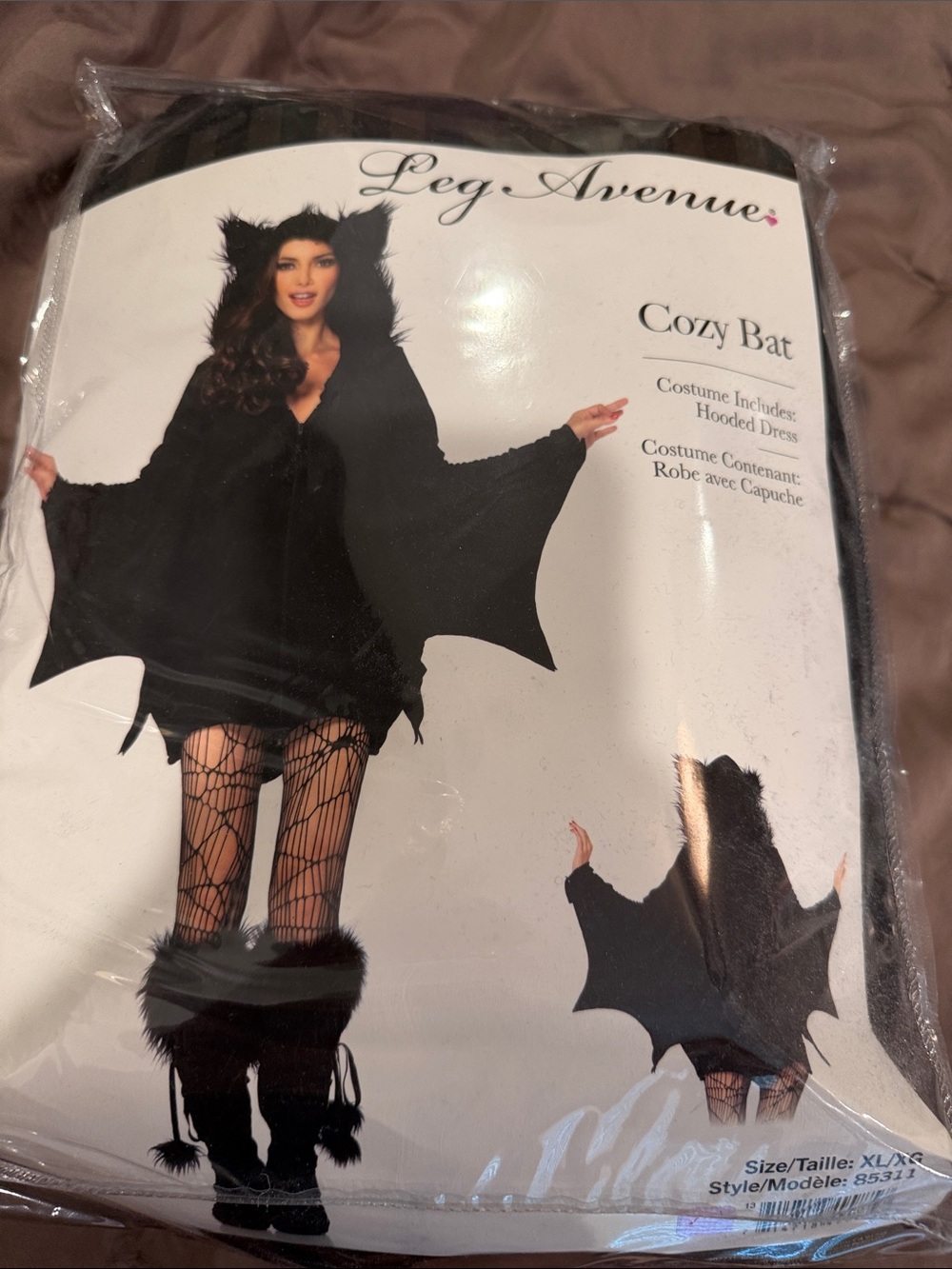 Leg Avenue Cozy Bat Hooded Women’s - Black Size XL